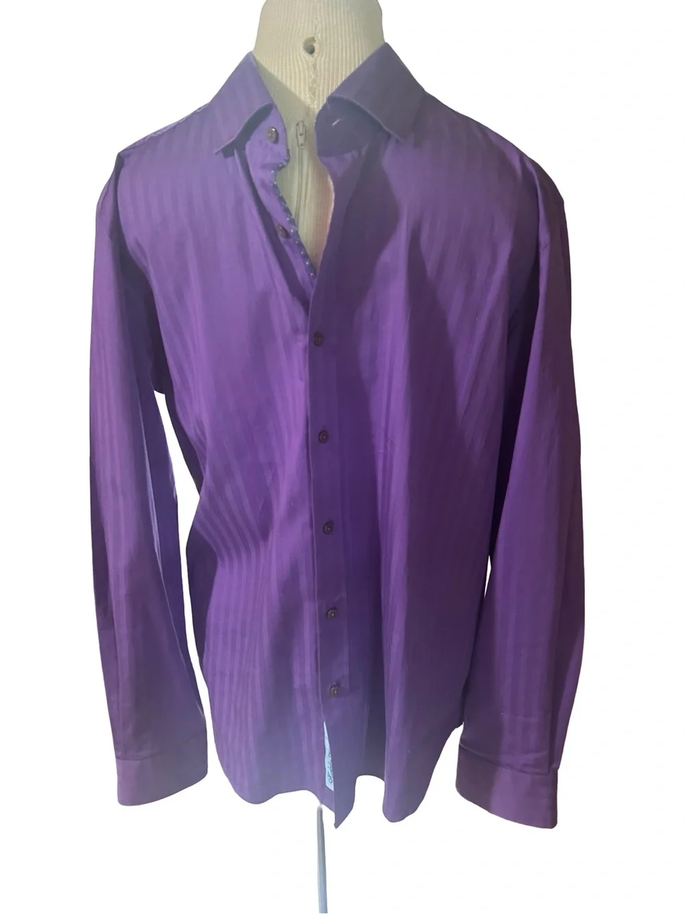 Robert Graham Purple Striped
Button Down Shirt XL Tailored Fit
Cotton Stretch - Picture 3 of 10